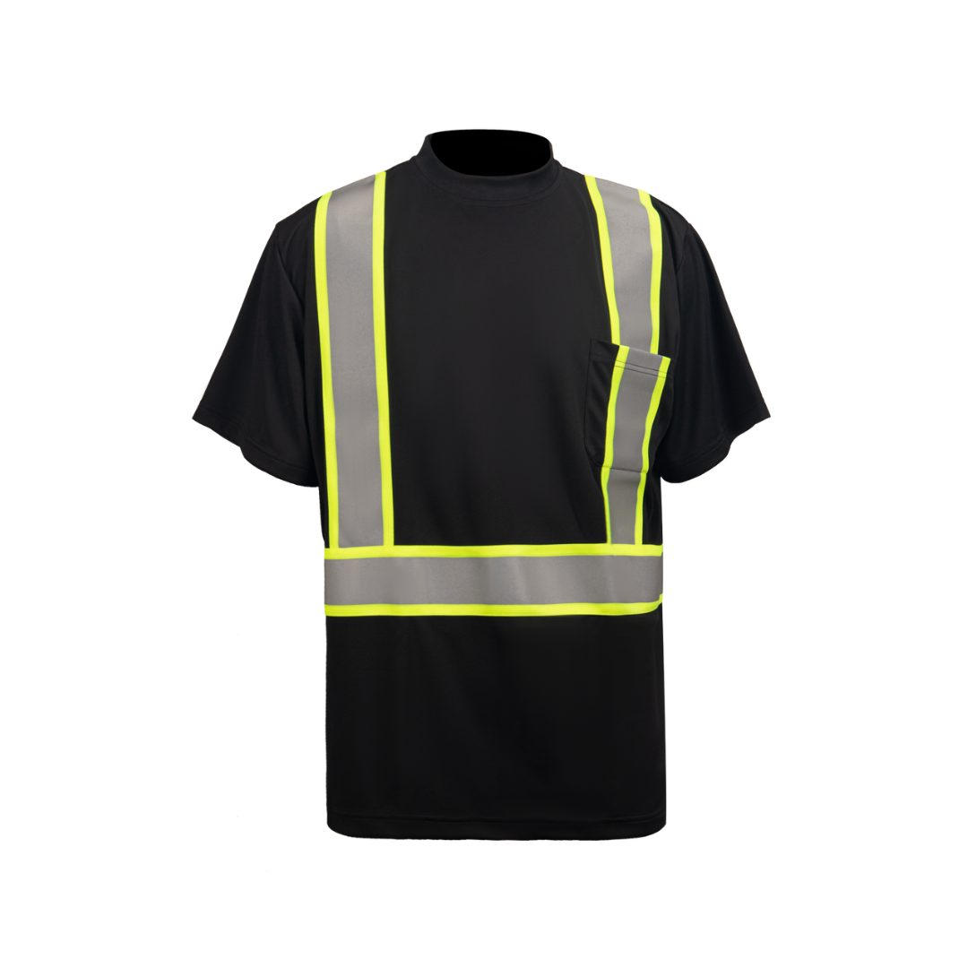 Hi-Viz Black Short Sleeve Tee – Premium 150gsm Birdseye Material, Sizes S-6X