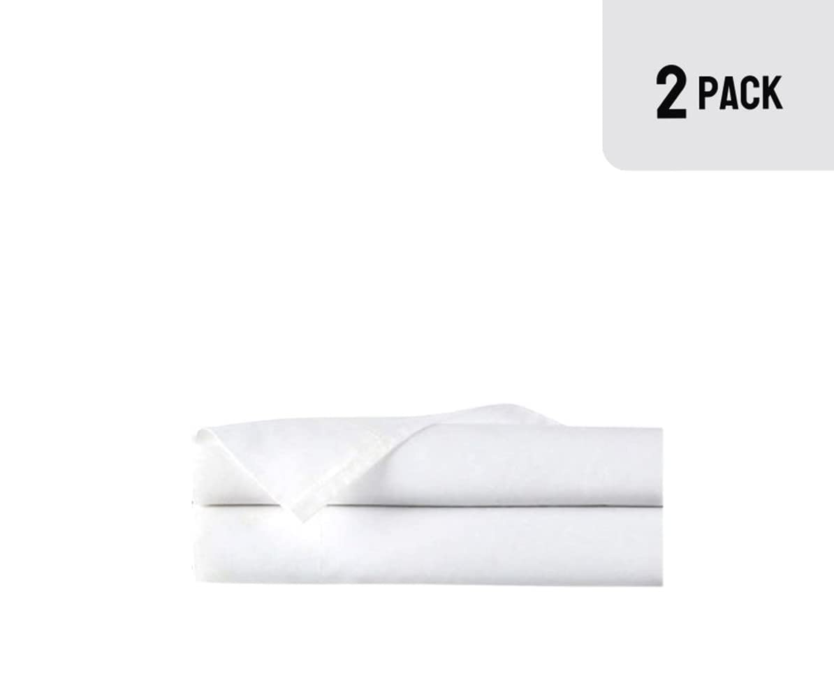 Sábanas planas tamaño twin de EOM Linens, algodón/poliéster de 180 hilos, 66 x 104 pulgadas, color blanco