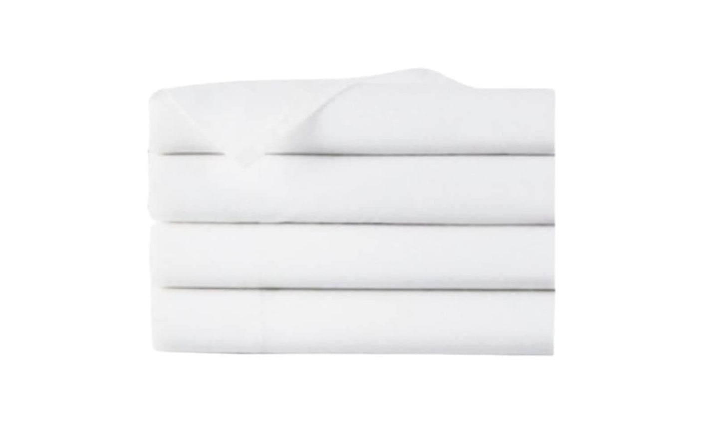 Sábanas planas tamaño twin de EOM Linens, algodón/poliéster de 180 hilos, 66 x 104 pulgadas, color blanco