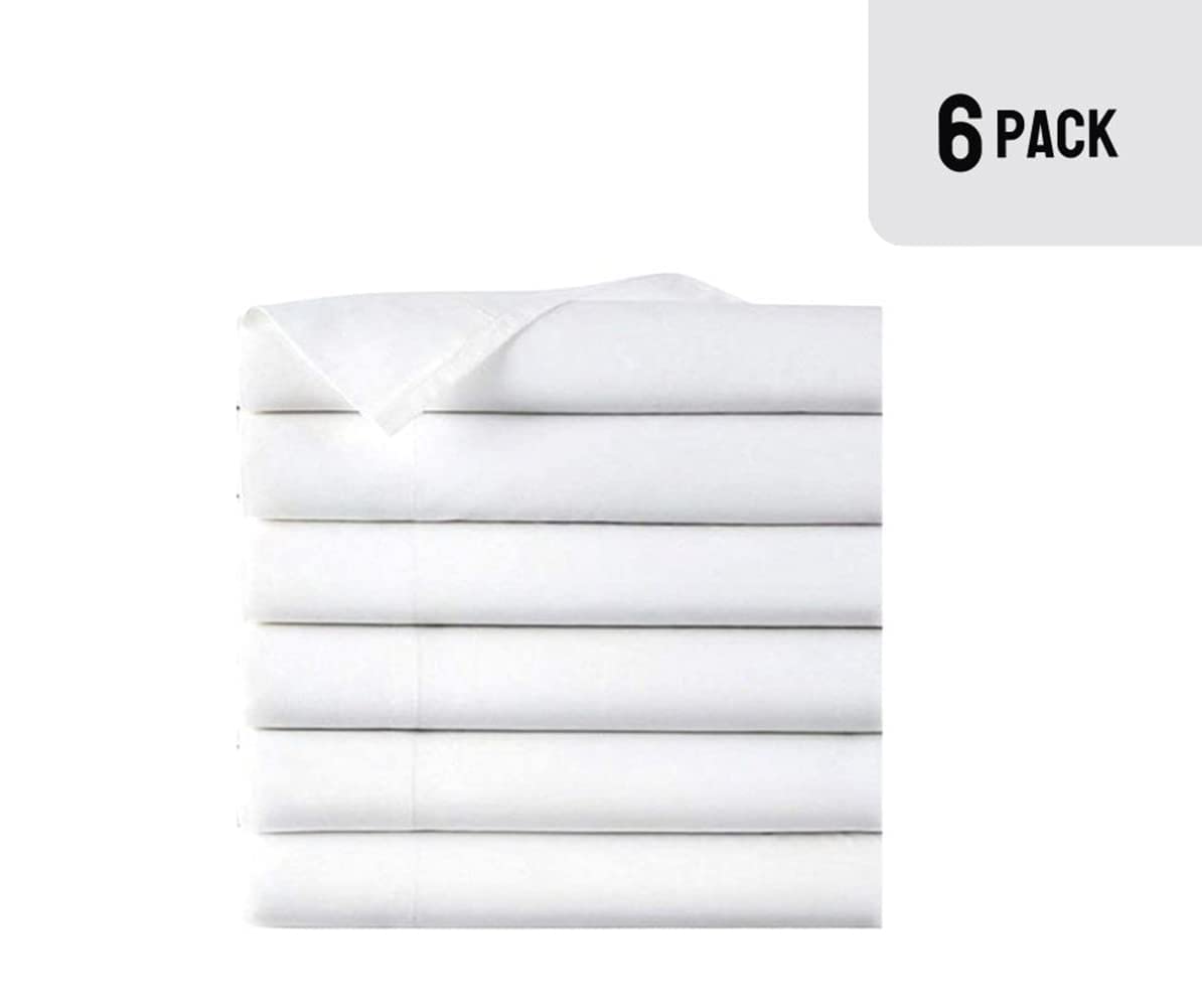 Sábanas planas tamaño twin de EOM Linens, algodón/poliéster de 180 hilos, 66 x 104 pulgadas, color blanco