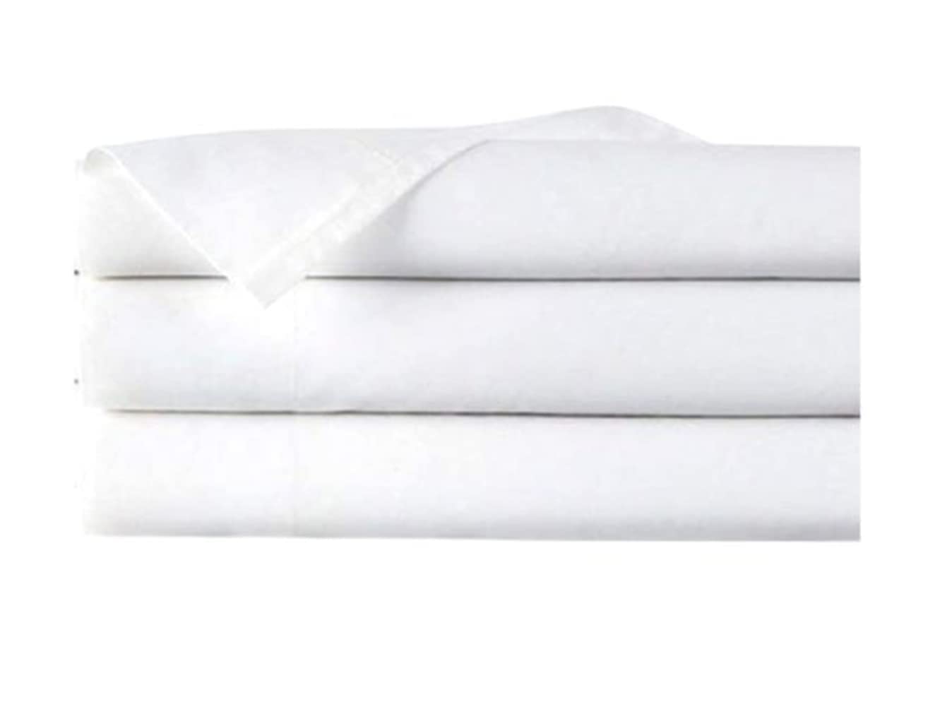 Sábanas planas tamaño twin de EOM Linens, algodón/poliéster de 180 hilos, 66 x 104 pulgadas, color blanco