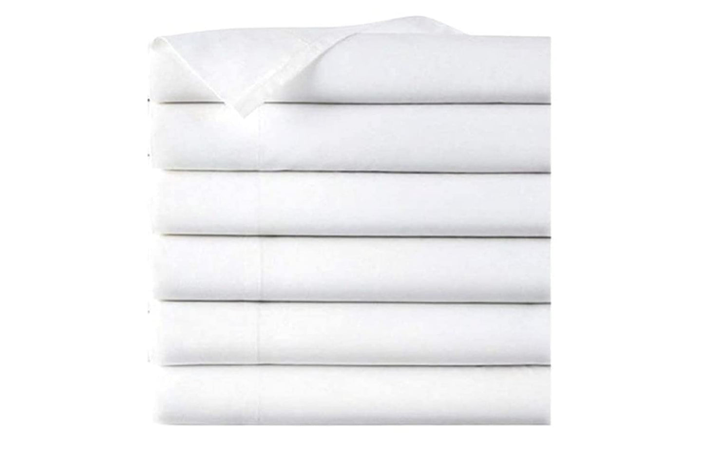 Sábanas planas tamaño twin de EOM Linens, algodón/poliéster de 180 hilos, 66 x 104 pulgadas, color blanco