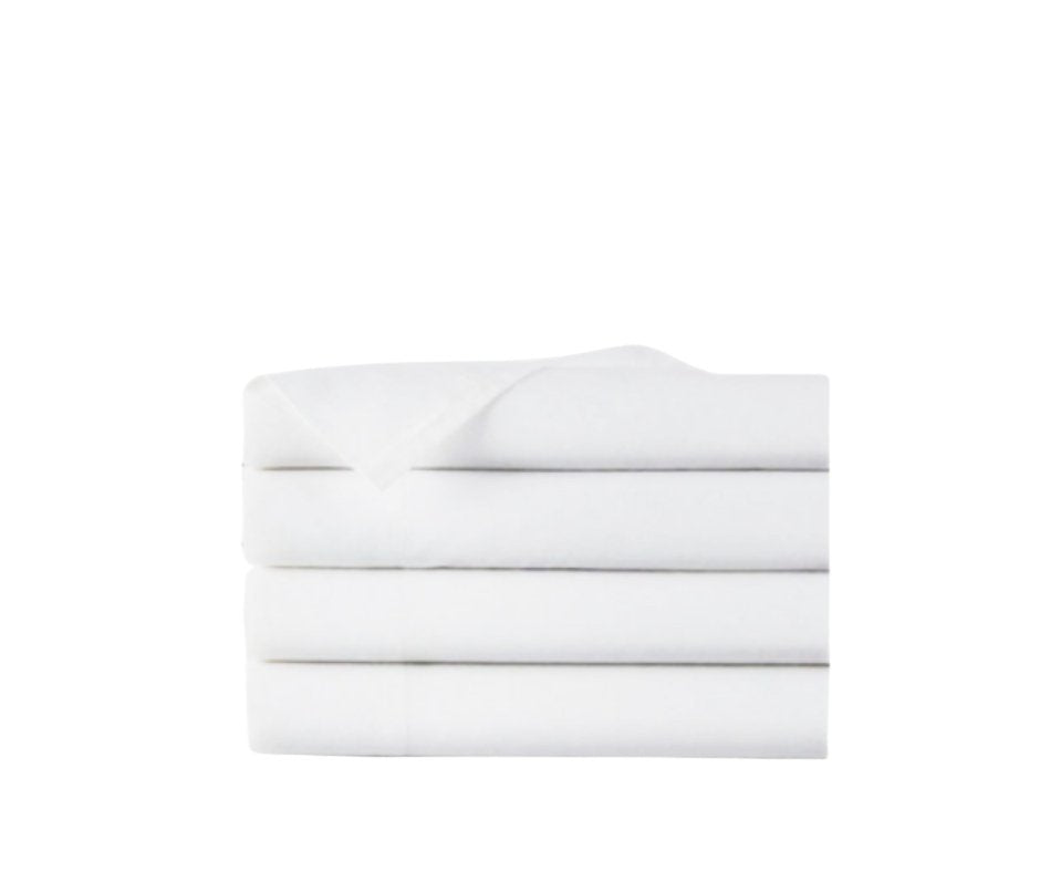 Draps plats EOM Linens blancs XL pour lit double, taille 66" X 115", 130 fils au pouce carré, parfaits pour la maison, les salons, les spas, les hôtels, les institutions et les hôpitaux