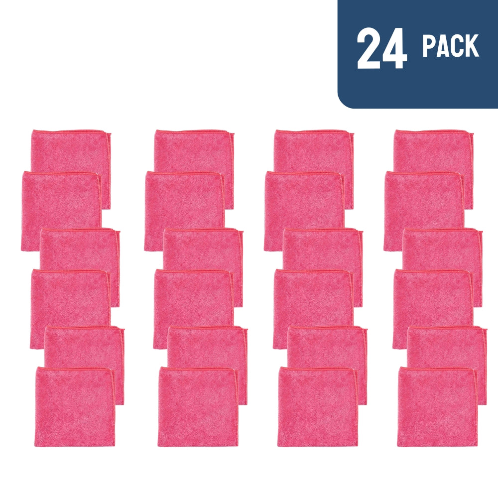 Paños de limpieza de microfibra EOM Towels, paquete de 24: los mejores paños para quitar el polvo, fregar, pulir, absorber, limpiar la cocina, la casa y el automóvil: color rosa, tamaño 12 x 12