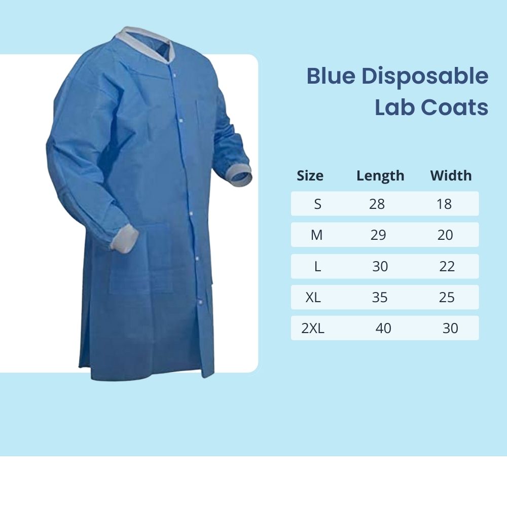 EOM Distributors High-Performance SMS Disposable Lab Coat with Knit Cuffs & Collar, Thigh Length Protection