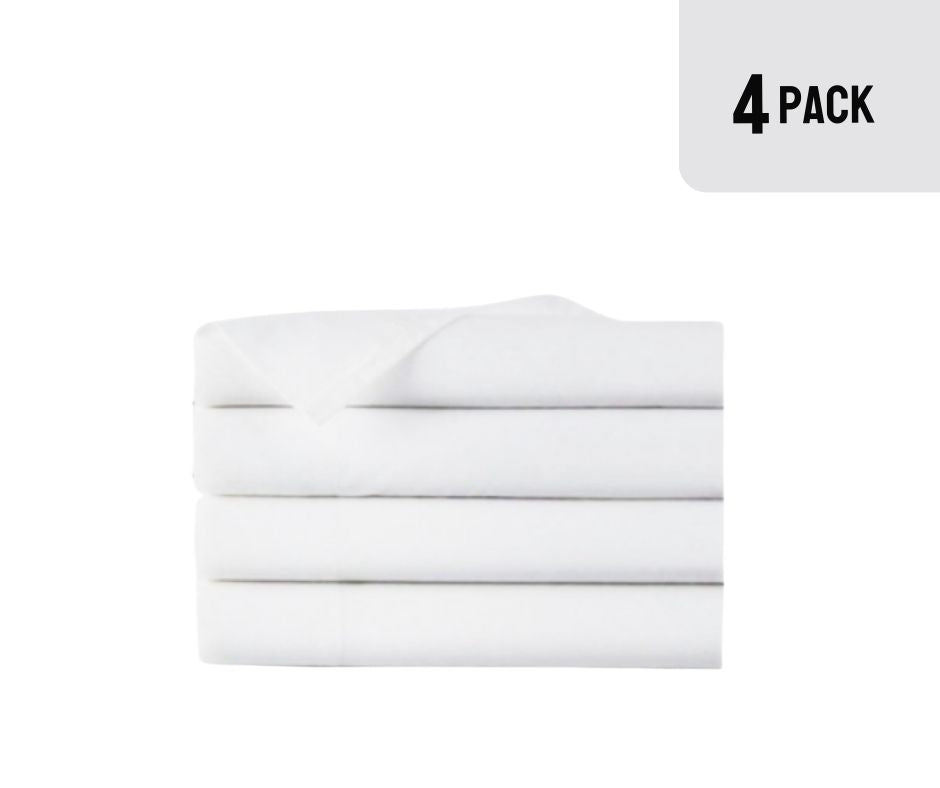 EOM Linens Twin Size Flat Sheets – T180 Cotton/Poly Blend, 66x104 in, White