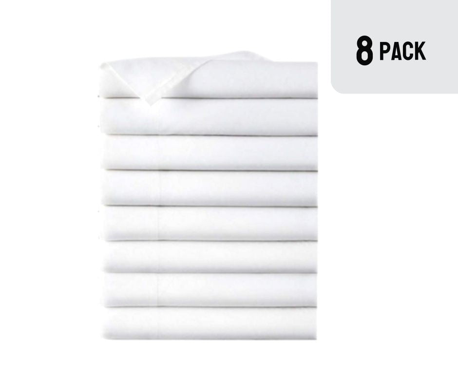 EOM Linens Twin Size Flat Sheets – T180 Cotton/Poly Blend, 66x104 in, White