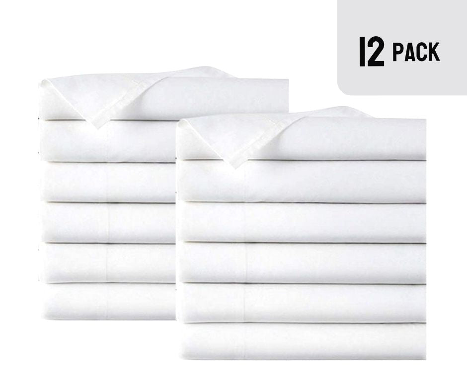 Sábanas planas tamaño twin de EOM Linens, algodón/poliéster de 180 hilos, 66 x 104 pulgadas, color blanco