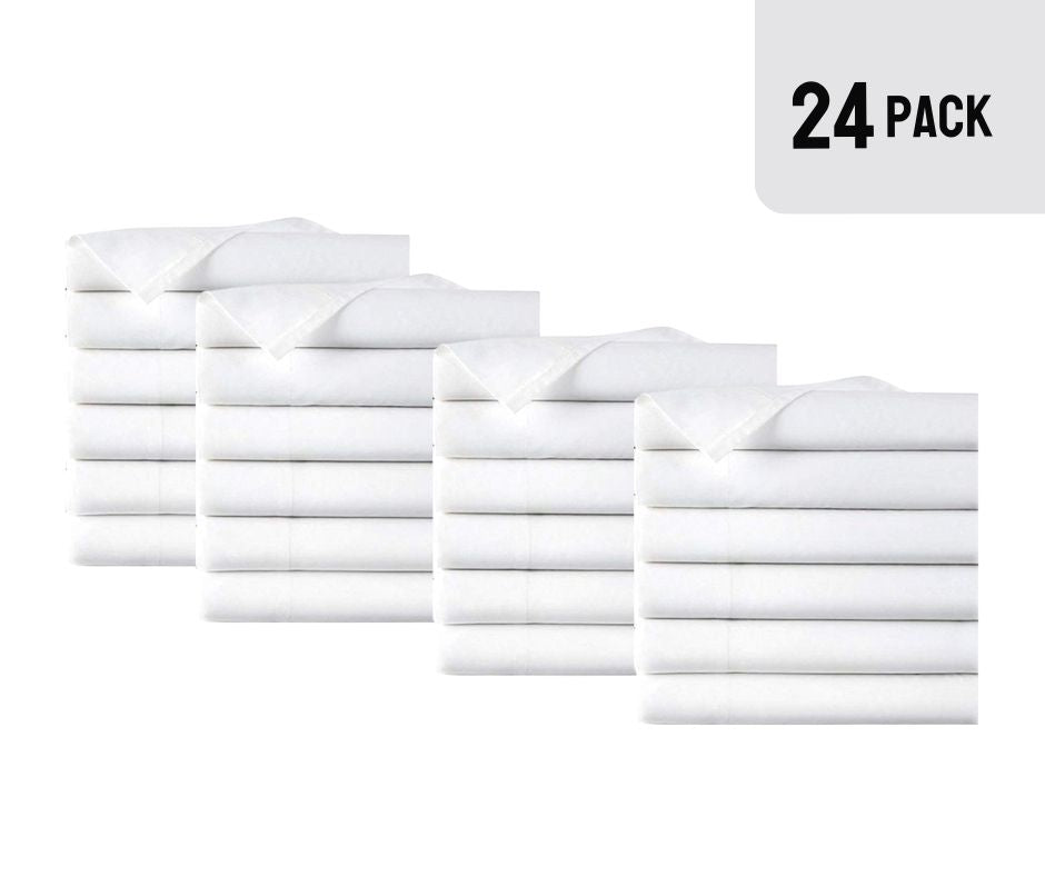 EOM Linens Twin Size Flat Sheets – T180 Cotton/Poly Blend, 66x104 in, White