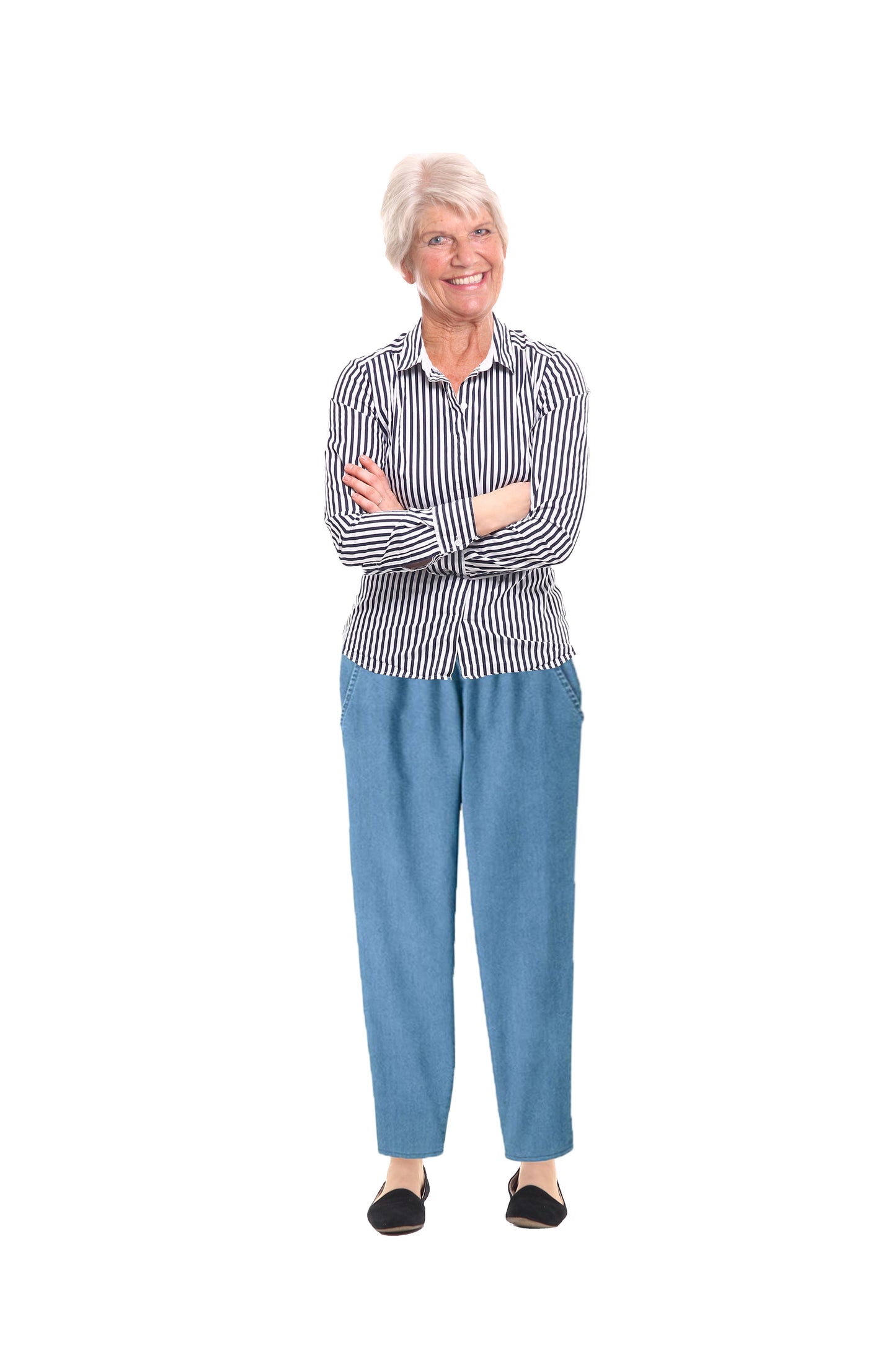 EOM Women's Pull-On Jeans with Side Pockets and Full Elastic Waist
