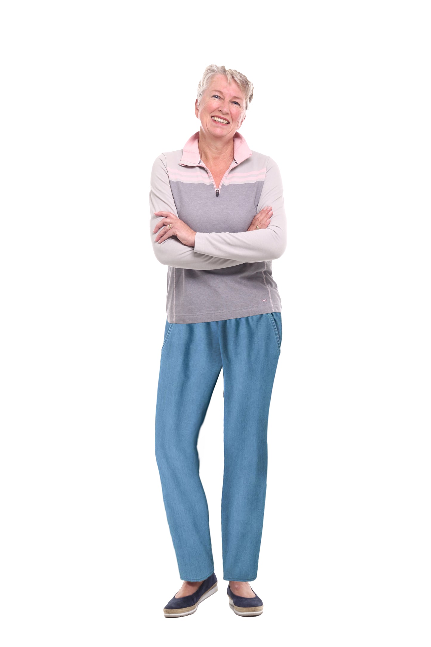 EOM Women's Pull-On Jeans with Side Pockets and Full Elastic Waist