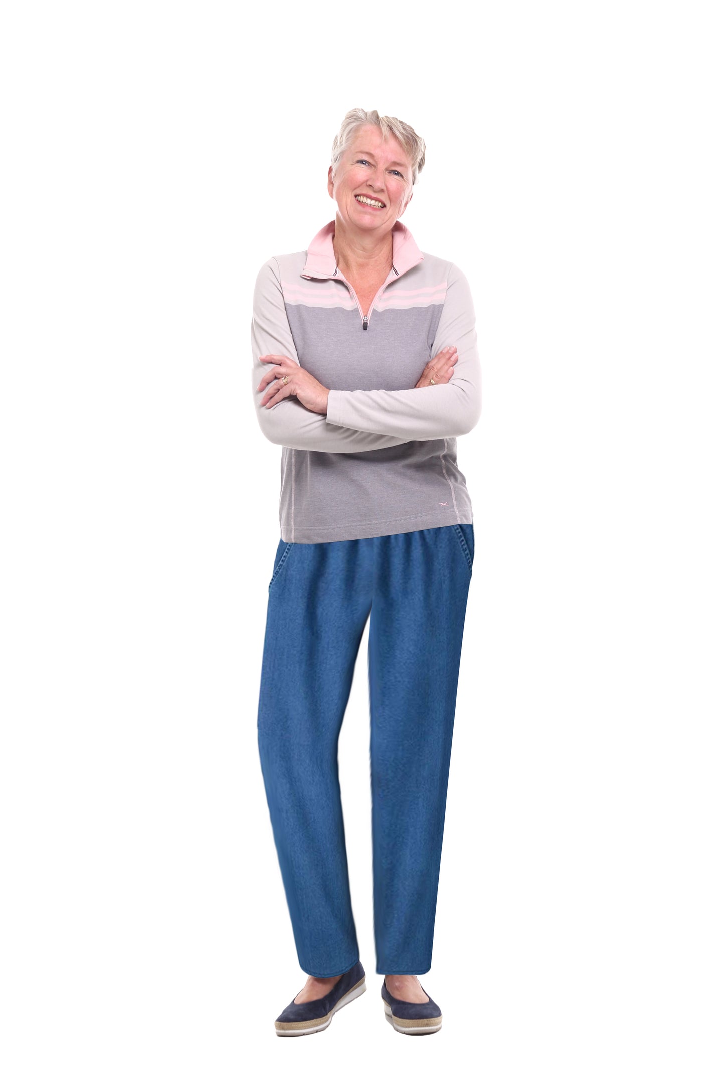 EOM Women's Pull-On Jeans with Side Pockets and Full Elastic Waist