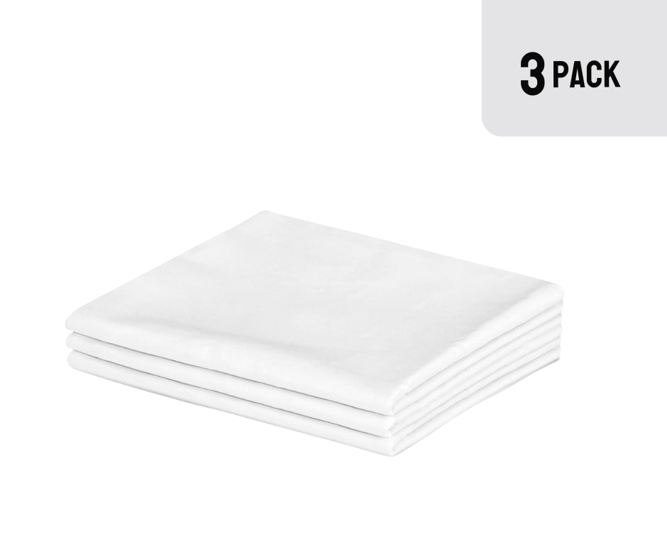 Fundas de almohada blancas de EOM Linens, tamaño estándar, algodón polivinílico de 200 hilos