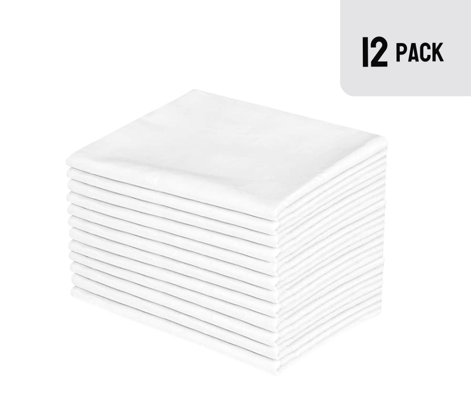 Fundas de almohada blancas de EOM Linens, tamaño estándar, algodón polivinílico de 200 hilos