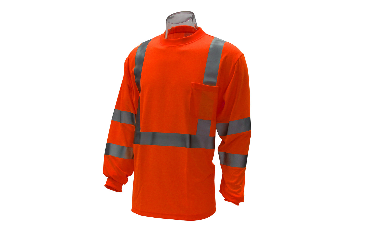Hi-Viz Orange Long Sleeve Shirt – 160g Material, Printed Reflective Stripes (S-6X)
