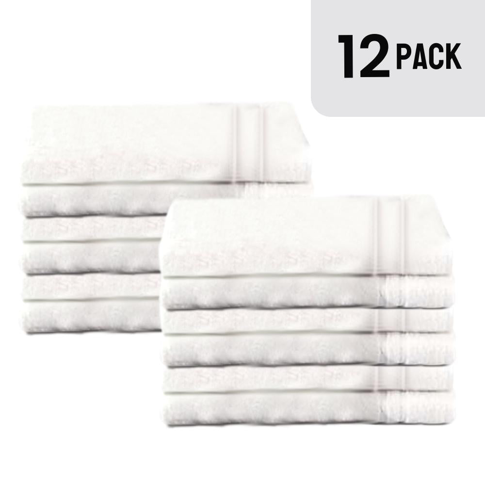EOM Basic White Bath Towels Cotton 20" X 40" 12 Pack