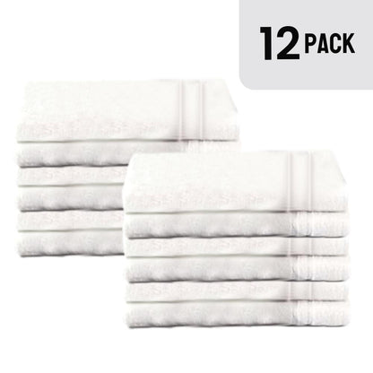 Toallas de baño EOM Basic White de algodón, paquete de 12, 20 x 40 pulgadas 