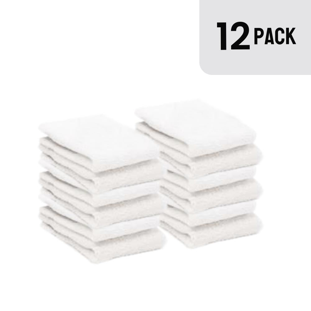 Lot de 12 serviettes de toilette EOM Basic en coton blanc 16" x 27" 