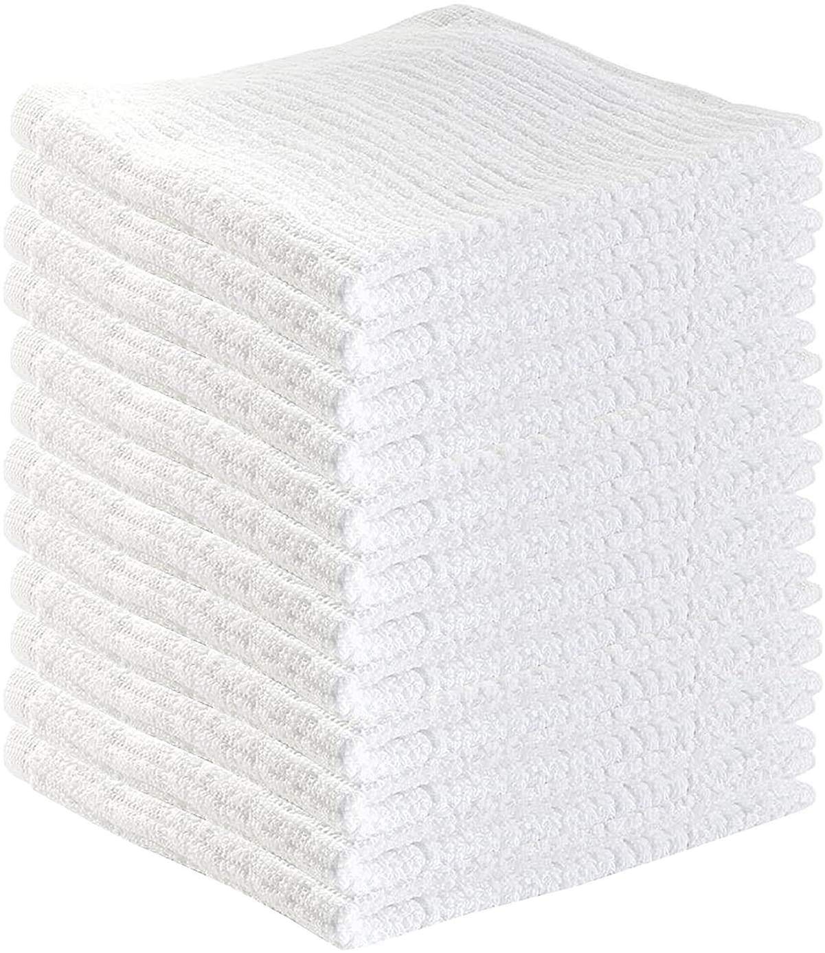 EOM Towels Bar Towels - Bar Mop Cleaning Kitchen Towels (9 Pack 16" x 19") - Premium Ring-Spun Cotton White Kitchen Bar Towels, Restaurant Cleaning Towels, Shop Towels and Rags - Bulk Bar Mop Set