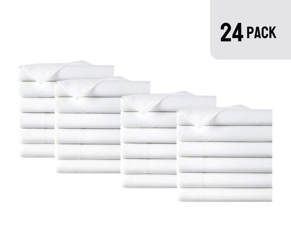 EOM Linens Twin Size Flat Sheets, T180 Thread Count Cotton/Poly, 66x104 in,White,