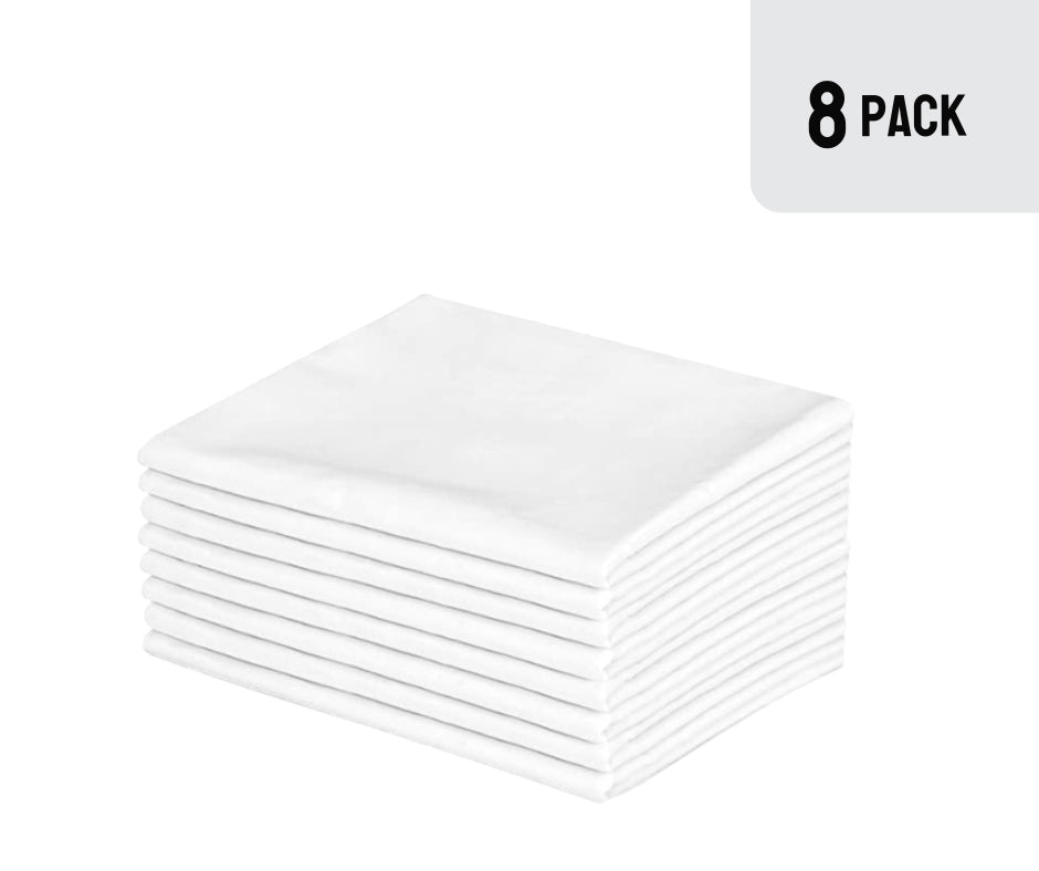 Fundas de almohada blancas de EOM Linens, tamaño estándar, algodón polivinílico de 200 hilos 