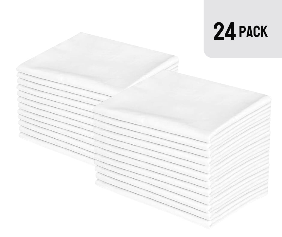Fundas de almohada blancas de EOM Linens, tamaño estándar, algodón polivinílico de 200 hilos 